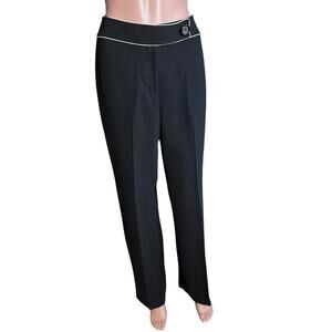 Tahari Navy Blue With White Edging Dress Pants Wide Leg 12 Preppy Career Luxe
